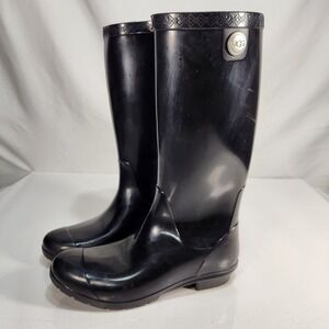 Ugg Sienna Womens‎ Rubber Rain Boots Waterproof Size 7 Black UF00719L